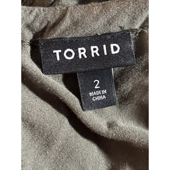 TORRID WOMENS Olive Green Jersey Flounce Culotte Jumpsuit SIZE 2 - Picture 13 of 15